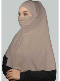 Resim Altobeh Hazır Türban Peçeli Pratik Eşarp Tesettür Nikaplı Hijab - Namaz Örtüsü Sufle (XL) - Açık Vizon 