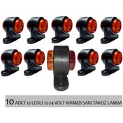 Resim reyoto 10 Adet 12 Ledli Mini Takoz Lamba 12-24 Volt Sarı Kırmızı 