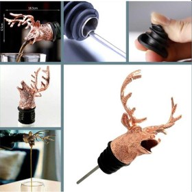 Resim Omeniv Geyik Başı Şarap Servis Başlığı Bronz Roze Şarap Sunum 