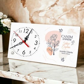 Resim Çiçek Annem Hediyelik Şık Masa Saati 