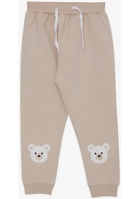 Resim Breeze Kız Çocuk Eşofman Altı Sevimli Ayıcık Nakışlı 1-4 Yaş, Bej-bej Bej 