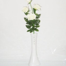 Resim 40 Cm Delikli Beyaz Uzun Vazo Beyaz Gül 