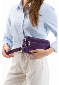 Resim Nemo Bags Mor Unisex Cüzdan, 4 Gözlü, Telefonluk, Crinkle Kumaş, Çapraz Askılı Omuz Çantası, 20x12cm Mor 
