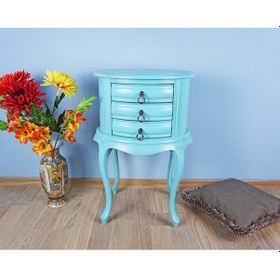 Resim Masifart Sara Komodin Turquaz Patina Çekmeceli Telefonluk 