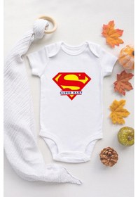 Resim Tuğba Baby Özel Tasarım Süper Bebek Body Beyaz Badi Zıbın Beyaz 