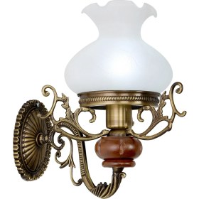 Resim Avize Çarşısı Aladdin Eskitme Ahşap-Metal Gövde, Beyaz Camlı, Duvar Aplik BS.2009-62-09 B 