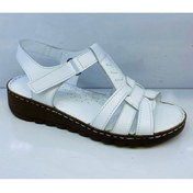 Resim MARİNE SHOES 063-017 Hakiki Deri Beyaz Dolgu Topuk Kadın Sandalet 