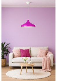 Resim Nil Fuşya Renk Özel Tasarım Modern Dekoratif Cafe Sarkıt Cafe - Mutfak Tekli Avize Fuşya 