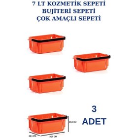 Resim 3 adet 7 Litre Kozmetik Sepeti Bijuteri Sepeti Kırtasiye Sepeti T 