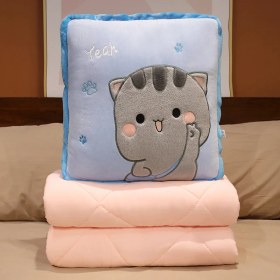 Resim Zhuque Karikatür Yastık Yorgan Çift Amaçlı 2'si 1 Arada Araba Sevimli Katlanır Klima Ofis Için Kalınlaşmış Araba Yastığı (Yurt Dışından) 