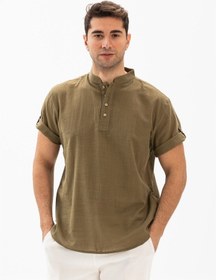 Resim Kısa Kol Şile Bezi Bodrum Erkek T-shirt Haki 3049-haki Haki 