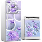 Resim Jasmin2020 Mor Çiçekler Buzdolabı Ve Bulaşık Makinası Sticker Kaplama Etiketi 