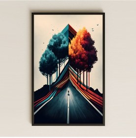 Resim İki Mevsim Temalı Soyut Yol Şeffaf Pleksi Tablo 