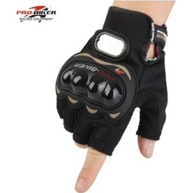 Resim Korumalı Yarım Eldiven Siyah Xxl Motosiklet Scooter Eldiveni 