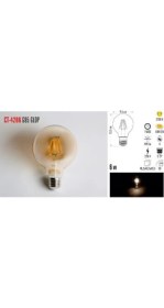Resim Cata 2 Adet CT-4286 6W E27 Rustik LED Glop G95 Ampul Amber 
