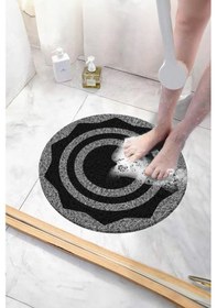 Resim Yuvarlak Banyo Paspası Kaymaz Taban Yumuşak Esnek Paspas Islak Zemin Hijyenik Paspas 50x50 Cm Gri 
