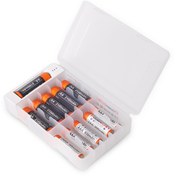 Resim PowerKAN Pil Depolama Kutusu. Kalan pil gücünü belirleyebilen bir pil test cihazı ile donatılmıştır, şarj edilemeyen AA veya AAA alkalin pillerin gücünü etkili bir şekilde test edebilir, ayrıca AA/AAA pilleri depolayabilir ve koruyabilir. 20 AA veya 28 AAA pil depolayabilir 