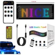 Resim Rgb Led Matrix Panel Dijital Ekran 17x7 Cm App Kontrollü Kumandalı 16x32 Led Animasyon Kayan Ekran 