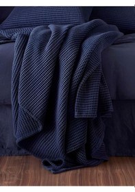 Resim Çift Kişilik Lacivert Renk Pike Takımı Turuncu 