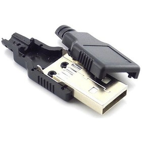 Resim Plastik Muhafazalı Lehim Tipi 4 Pin USB A Erkek Fiş 