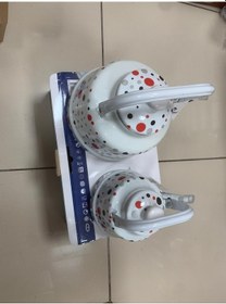 Resim Ebru Emaye 16 /22 Takım Çaydanlık 