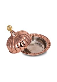 Resim Turna Bakır Paşaçadırı Yuvarlak Sunum Tabağı 30 Cm El Dövme Kırmızı Turna9058-1 
