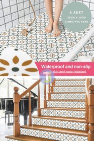 Resim Technojet Kendinden Yapışkanlı Karo PVC Mutfak Banyo Tezgah Kaplama Sticker 6Adet 20cm×20cm 