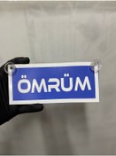 Resim Mavi Renk Üzeri Beyaz Renk Ömrüm Yazılı Vantuzlu Cam Süsü 