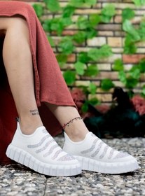 Resim Riccon Kadın Beyaz Triko Sneaker 0012112 