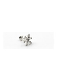 Resim Zirkon Taşlı Kar Tanesi Tragus & Helix Piercing Gümüş Kaplama, Anti Alerjik, 8 Mm Çok Renkli 