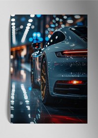 Resim Metal Baskı Parlak Araba Duvar Tablosu - Porsche Sanatsal 