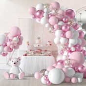 Resim 111 adet pembe ve beyaz balon garland kemer seti, pembe altın kağıt folyo balonlarla eşleştirilmiş. Düğün, cinsiyet açıklama partisi, doğum günü, yıl dönümü kutlama partisi dekorasyonu, vaftiz dekorasyonu, parti, bahçe dekorasyonu, bekarlığa veda partisi, Anneler Günü, mezuniyet sezonu dekorasyonu, Öğretmenler Günü hediyeleri için uygun. Fotoğraf çekimi pozları için aksesuarlar, doğum günü partisi çekim malzemeleri, mekan düzenleme, fotoğraf atmosferi aksesuarları 
