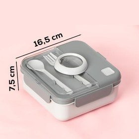Resim Porsima L-00927 Kendinden Kaşık Çatallı Beslenme Çantası - Taşınabilir Lunch Box - Sefer Tası 1250 Ml 