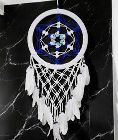 Resim Nazar Boncuğu Renklerinde Yıldız Motifli Büyük Boy Düş Kapanı Duvar Dekoru 