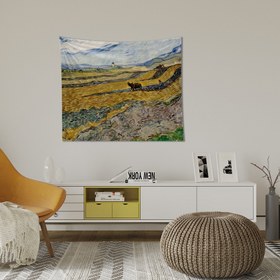 Resim Sabanla Çift Süren Köylü ve Yel Değirmeni Tarlası Duvar Örtüsü - 70 cm x 90 cm 