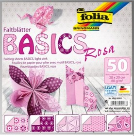 Resim Folia Origami Kağıdı 20X20 Cm. 5 Desen 50 Yaprak Basic Pembe 