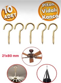 Resim Beşel Metal Vidalı Piton Gerdirme Kancalı Avize Asma Kiti 21x80 mm (10 Adet) 