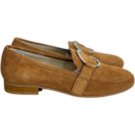 Resim Tufan Shoes Taba Hakiki Süet Deri Toka Detay Loafer Taba 