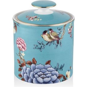 Resim Lamedore Floral Blue Medıum Canıster Wıth Lıd 12x15 Cm 