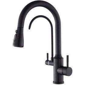 Resim İsaoğlu Yapı Siyah Mutfak Bataryası Arıtmalı Spiralli Musluk Arıtma Cihazlarına Uygun Su Tazzik Ve Basınç Ayarlı Siyah 