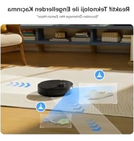 Resim Die Grup Akıllı Robot Süpürge, Yüksek Teknolojili Temizlik Cihazı Siyah Renk 