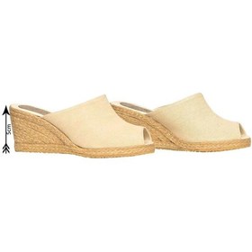 Resim Star Tombis Gerçek Elişi Bej 5cm Topuklu Dolgu Topuk Keten Ön Açık Terlik Sandalet Handmade Bej 