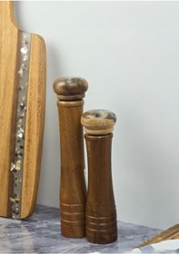 Resim Akasya Baharat Değirmeni Takımı - Tuzluk Seti - 25 + 20 Cm 