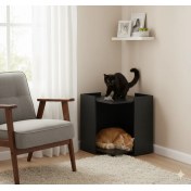 Resim Milobox Komodin Çok Amaçlı Kedi Mobilyası Siyah 