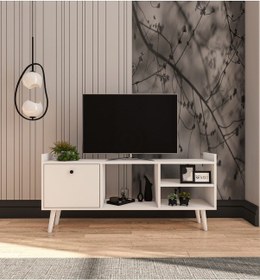 Resim Leo Tv Ünitesi Beyaz Televizyon Konsolu 140 Cm Ekonomik Modül Seh 