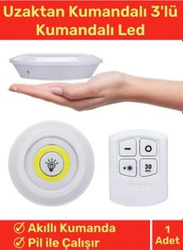 Resim Lüks Av Kamp Ev Okul Araba Otel Pilli Uzaktan Kumandalı Yapışkanlı Dayanıklı 3'lü Led Spot - 1 Adet Çok Renkli 