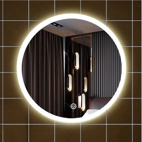 Resim Dnr-Mirror75 Cm Dokunmatik Tuşlu Kumlamalı Günışığı Ledli Yuvarlak Banyo Aynası 