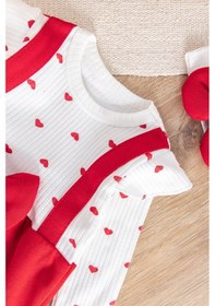 Resim Babymod Kalp Desenli Fiyonklu Bandanalı Kız Bebek Tulum 001 