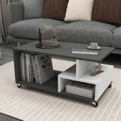 Resim Enda Home Sultan Tekerli Orta Sehpa 86,5x50 cm Antrasit 