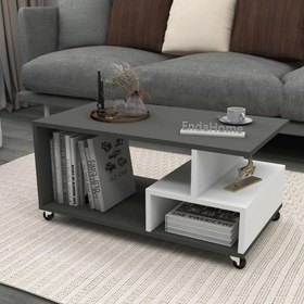 Resim Enda Home Sultan Tekerli Orta Sehpa 86,5x50 cm Antrasit 